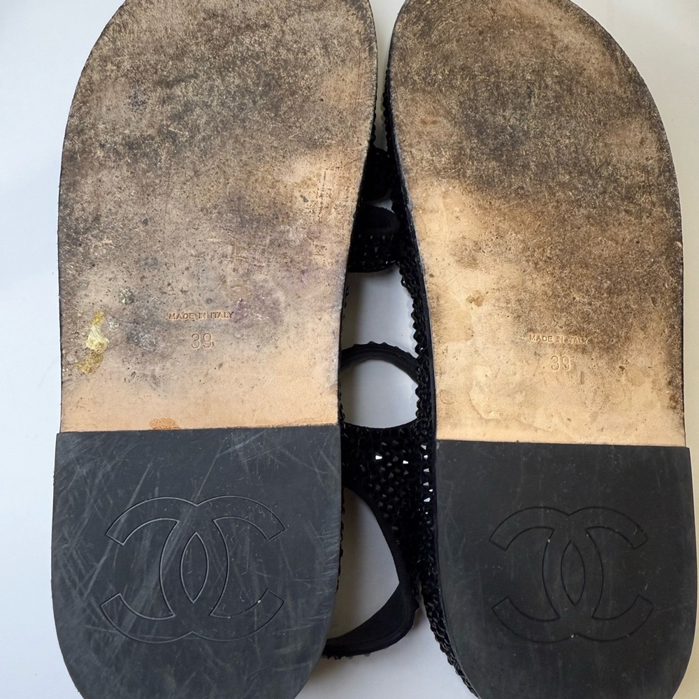 CHANEL Black Embellished Sandals - Picture 9 of 9